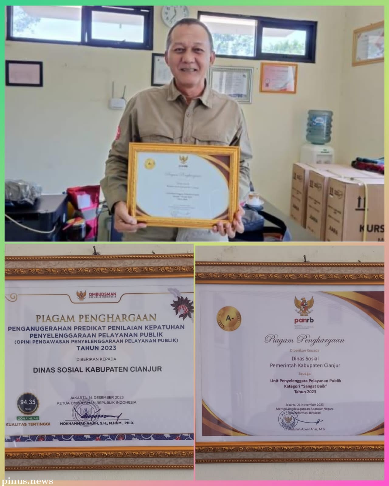 Selamat, Dinas Sosial Cianjur Sabet Dua Penghargaan Nasional