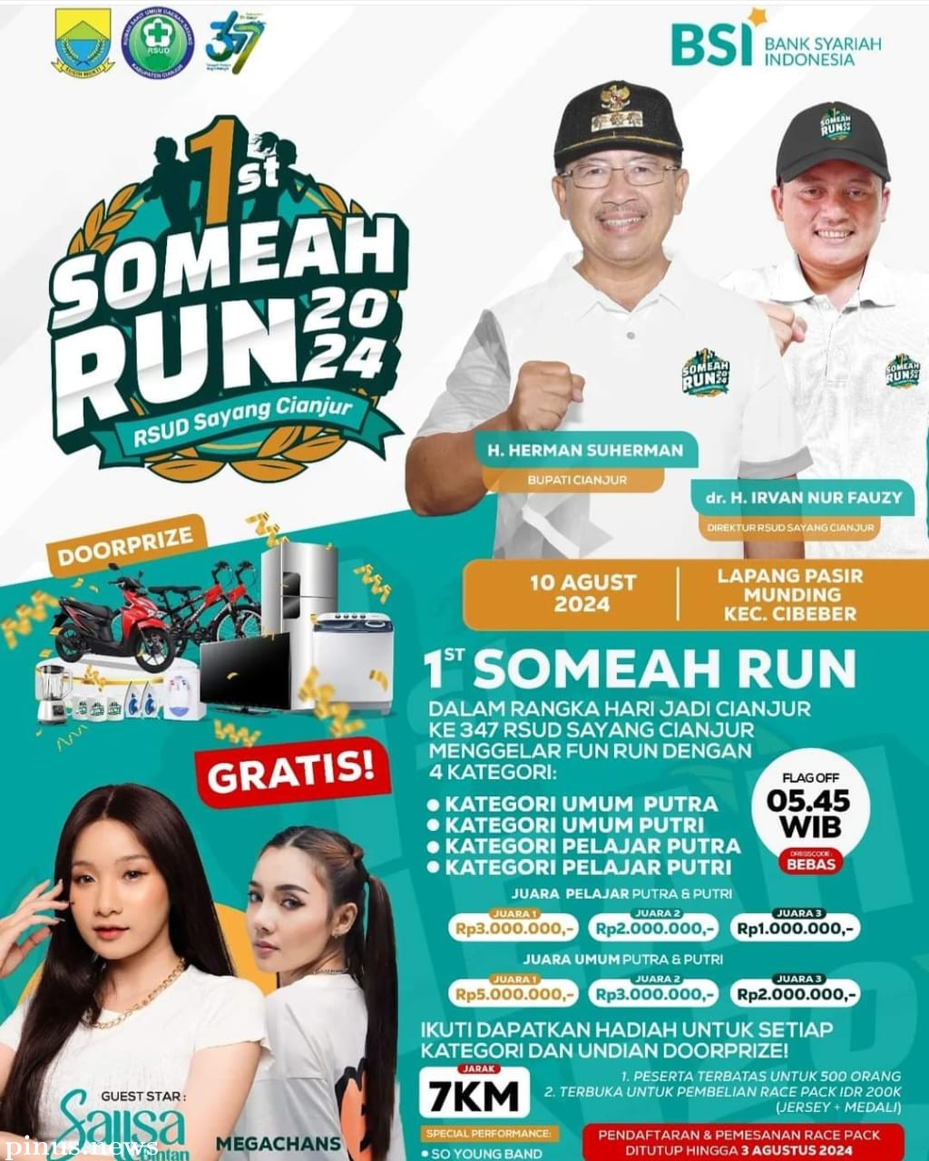 RSUD Sayang Cianjur Kerjasama dengan BSI Gelar Fun Run 7 Km Bertabur Hiburan